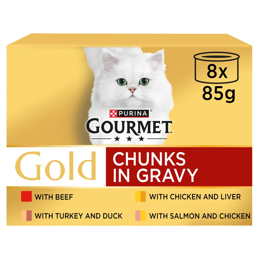 Convenient Gourmet Gold Wet Cat Food in Gravy Mixed Multipack 8x85g High-Quality