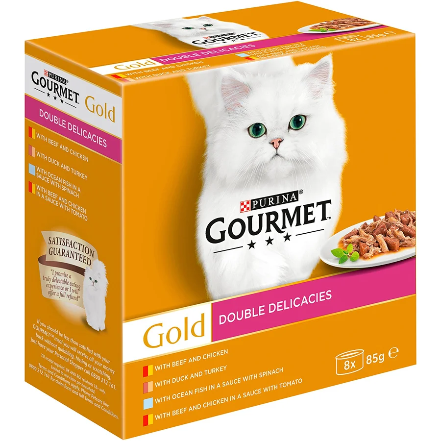 Detailed Gourmet Gold Double Delicacies Wet Cat Food Mixed 8x85g Clean