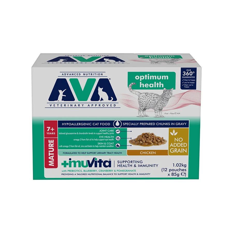 Artisan AVA Optimum Health Mature Wet Cat Food Chicken Gravy 12x85g Verified
