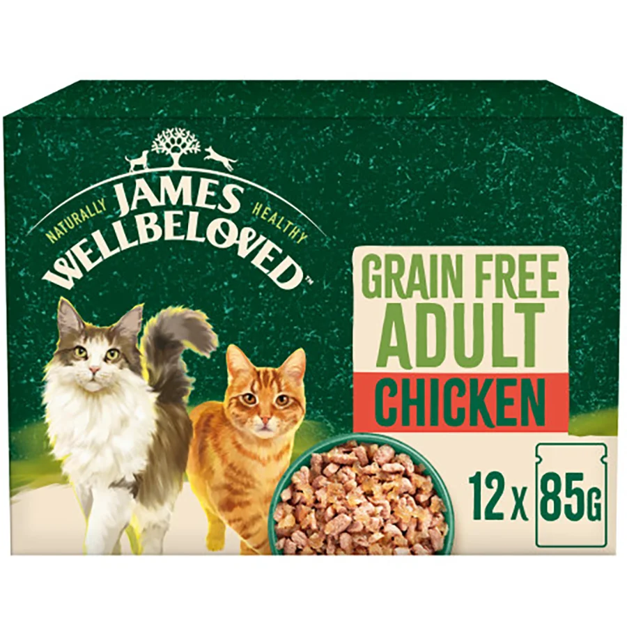 World-Class James Wellbeloved Grain Adult Cat Wet Food Chicken Jelly 12x85g Sustainable