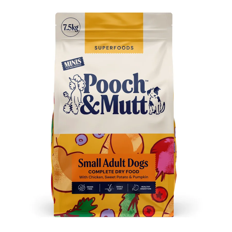 Original Design Pooch Mutt Grain Small Adult Dry Dog Food Chicken With Superfoods 7.5kg Prestigious