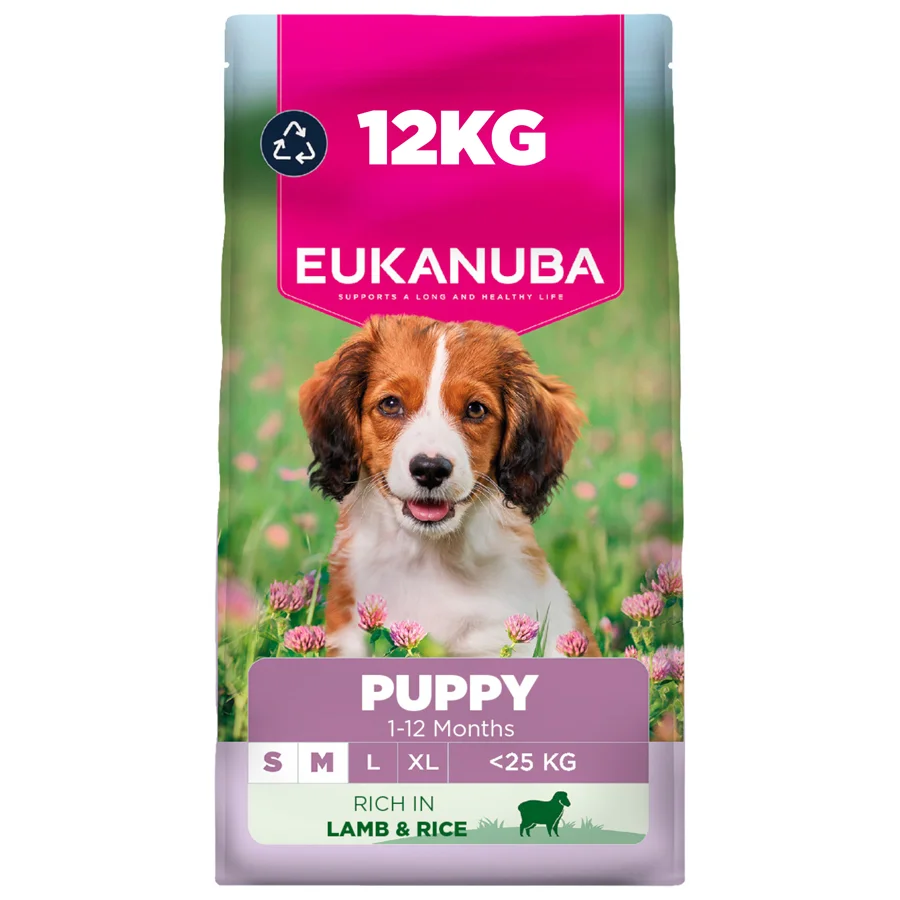 Organic Eukanuba Small Medium Puppy Dry Dog Food Lamb Rice 12kg Fashionable