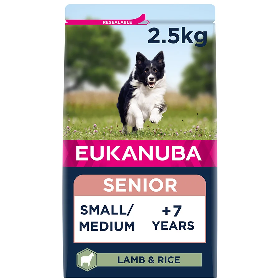 Recyclable Eukanuba Small Medium Senior Dry Dog Food Lamb Rice 2.5kg Official