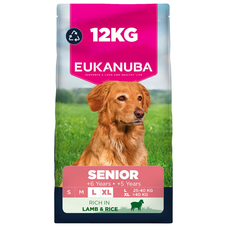 Powerful Eukanuba Large Breed Senior Dry Dog Food Lamb Rice 12kg Solid