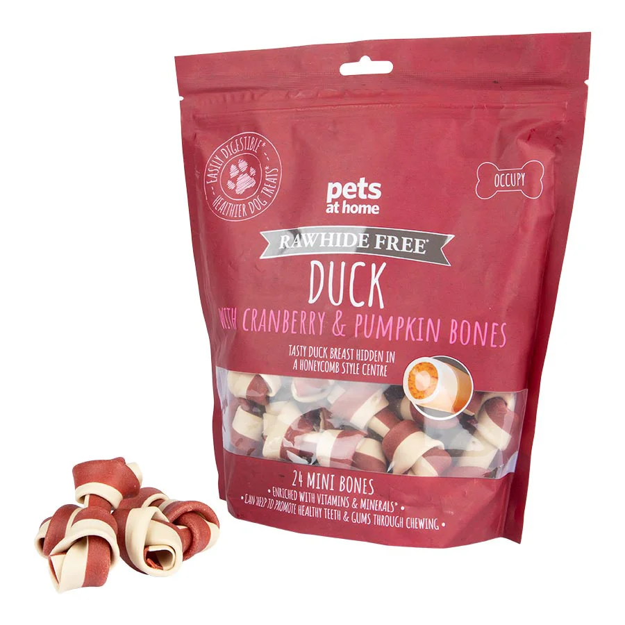 High-End Pets at Home Rawhide Adult Dog Treats Duck with Cranberry Pumpkin 24 Pack Contemporary