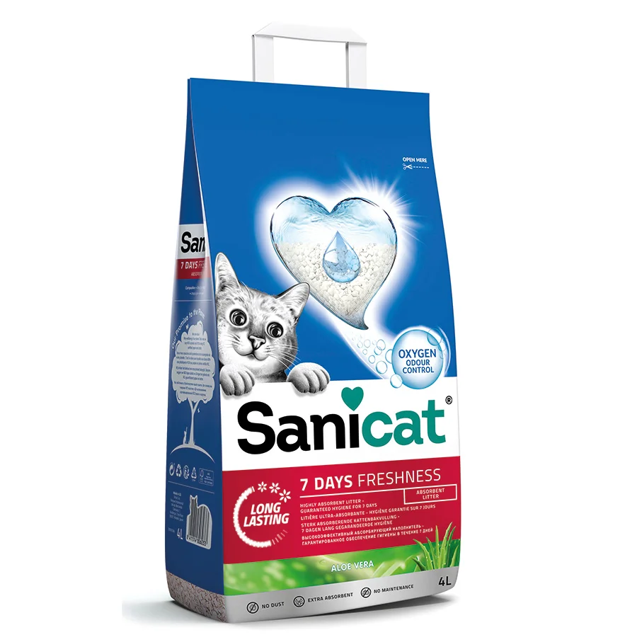 Responsible Sanicat 7 Days Aloe Vera Scent Non-Clumping Cat Litter 4L Original Design