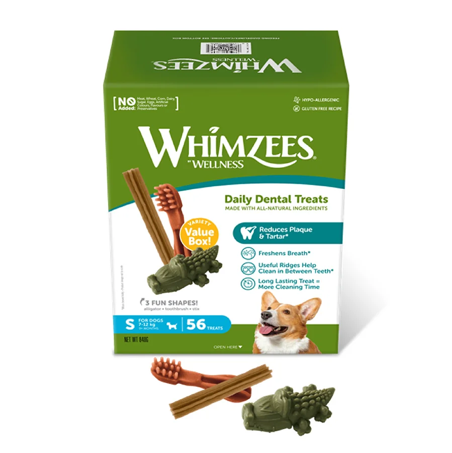 Detailed Whimzees Small Dogs Daily Dental Variety Box 56 Pack 840g Healthy