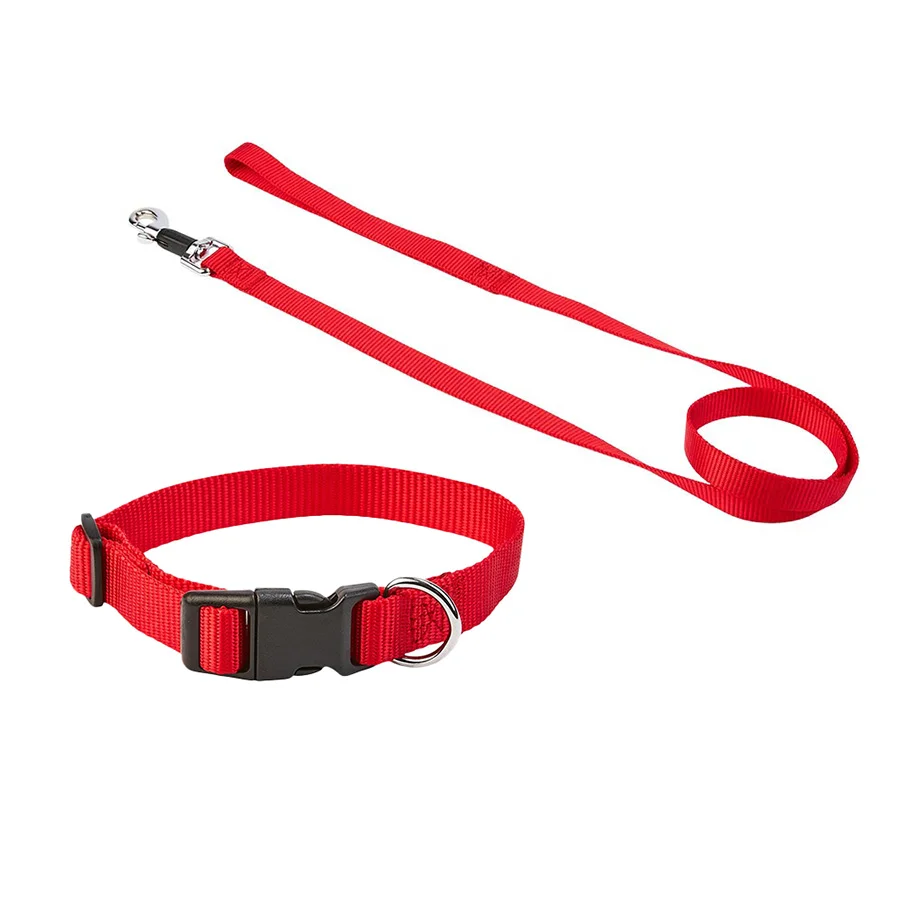 Official Pets Essentials Dog Collar and Lead Set Red Sustainable