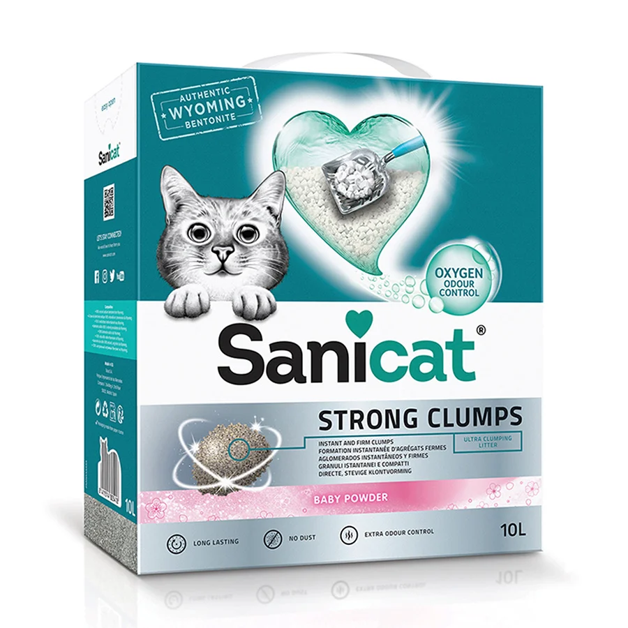 Advanced Sanicat Strong Clumps Clumping Cat Litter Baby Powder Scent 10L Reliable