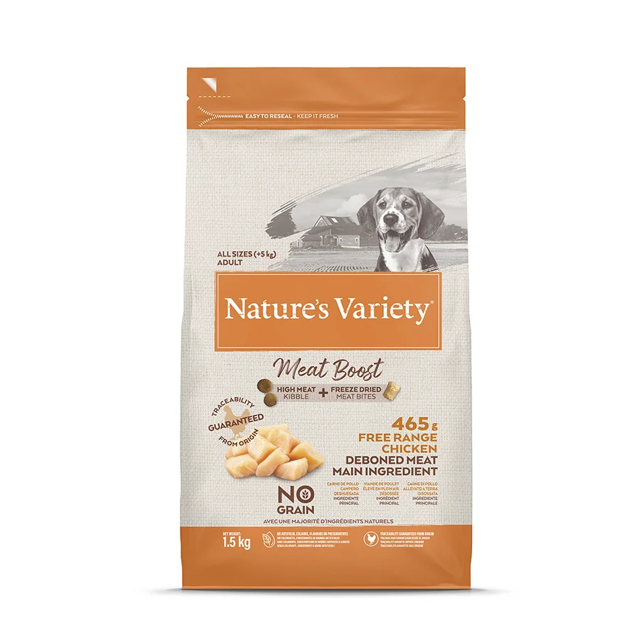 Powerful Natures Variety Meat Boost Adult Dry Dog Food Chicken 1.5kg Functional
