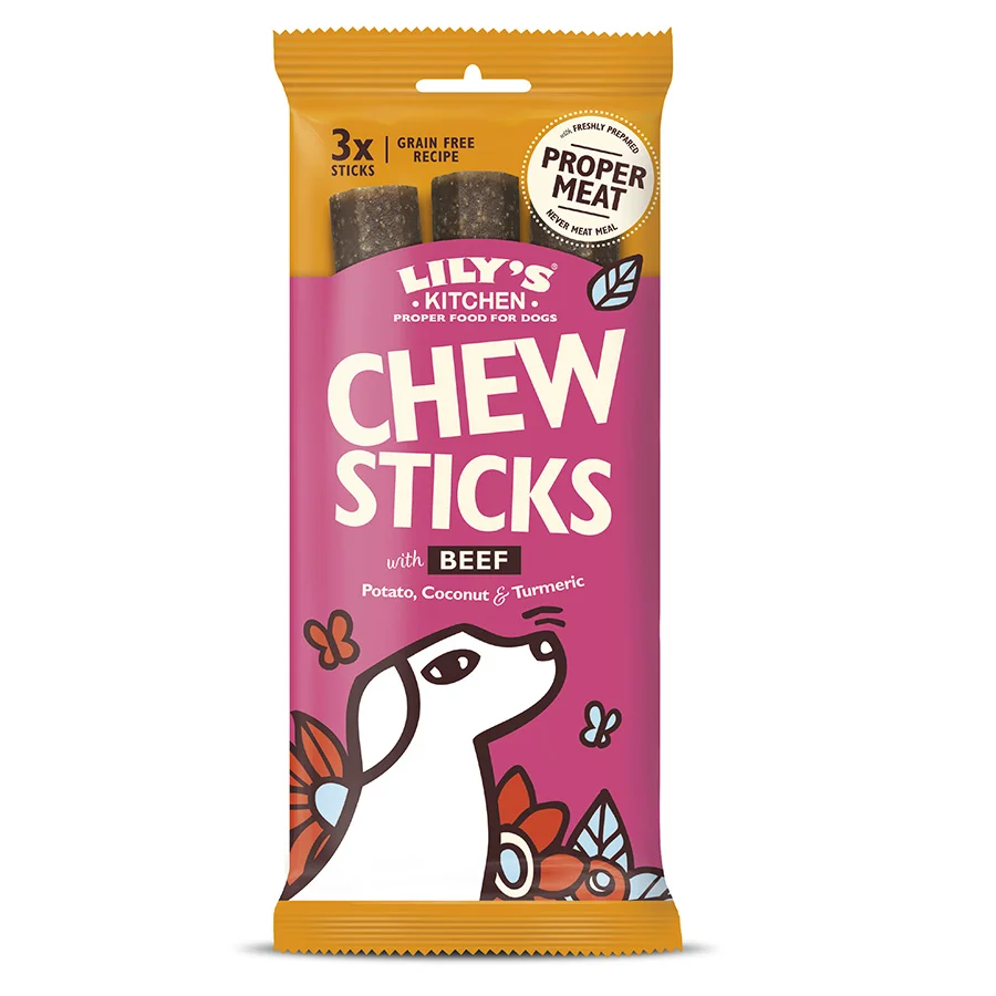 Quality Lily x27 s Kitchen Chew Sticks Dog Treat With Beef 3 Pack 120g Stylish