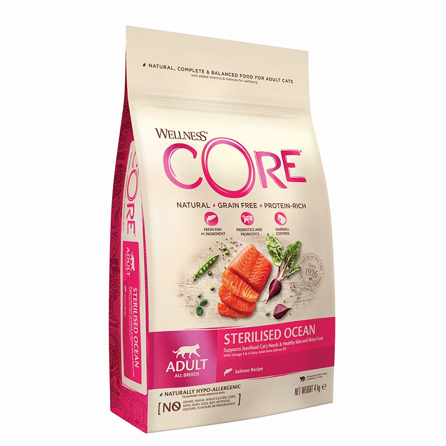 Verified Wellness Core Sterilised Adult Dry Cat Food Ocean Salmon 4kg Unique