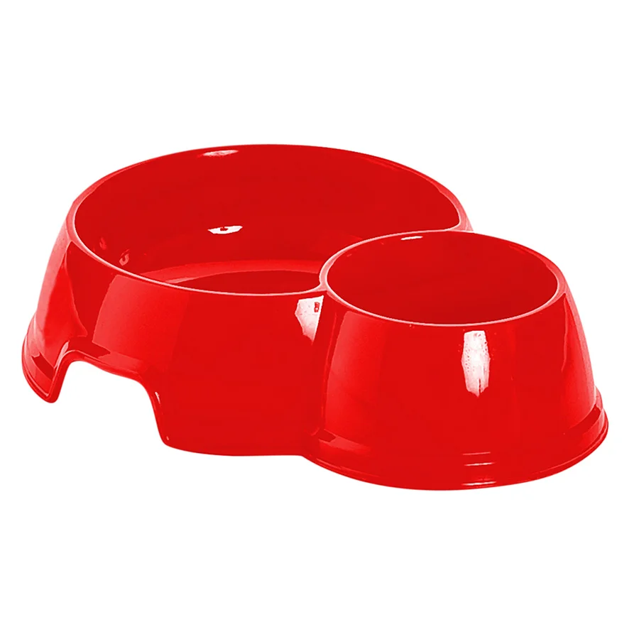 Durable Pets at Home Twin Pet Bowl Red Authentic