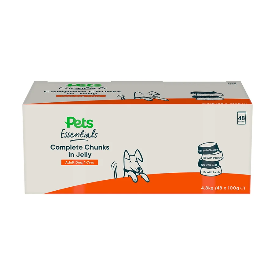 Modern Pets Essentials Complete Wet Adult Dog Food Chunks in Jelly 4.8kg Authentic