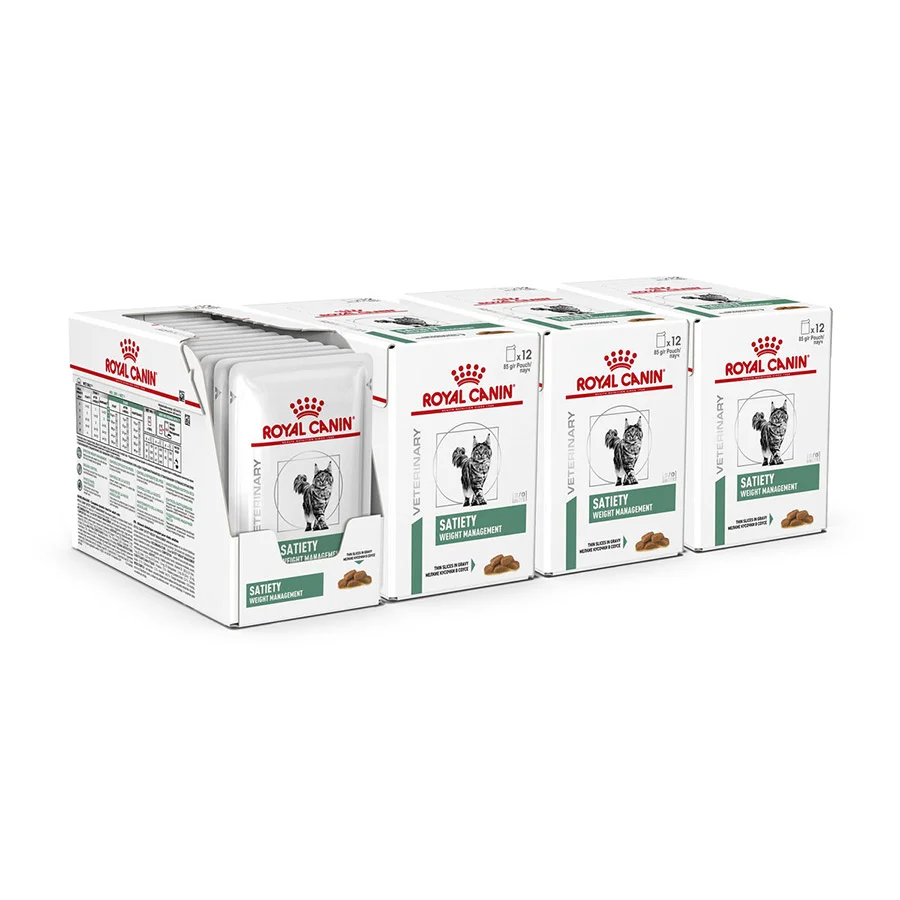 Durable Royal Canin Veterinary Satiety Adult Wet Cat Food 48x85g Flexible