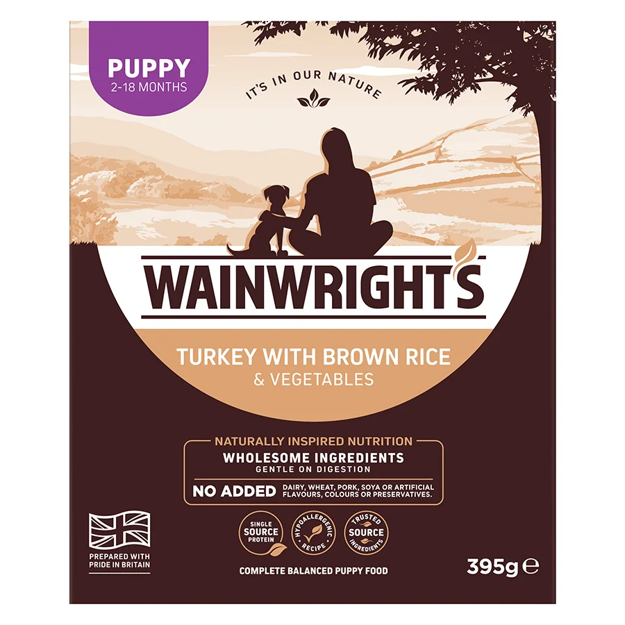 Classic Wainwright x27 s Puppy Wet Dog Food Turkey with Brown Rice 12x395g Functional
