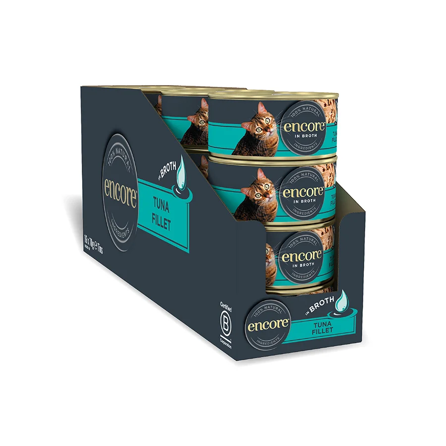 Eco-Friendly Encore Adult Wet Cat Food Tuna Fillet Broth 16x70g Comfortable
