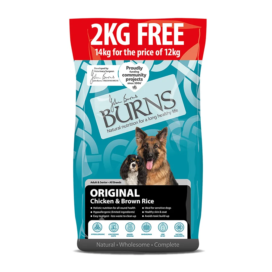 Minimalist Burns Adult Senior Dry Dog Food Chicken Brown Rice 12kg 2kg Extra Flexible