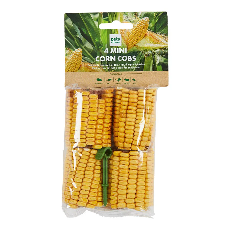 Original Pets at Home Small Animal Mini Corn Cob Treats 4 Pack Smart