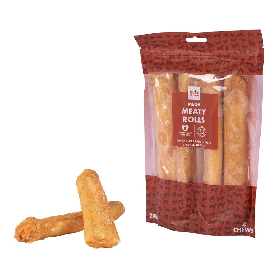 Traditional Pets at Home Mega Meaty Rolls Dog Treats 4 Pack Responsible