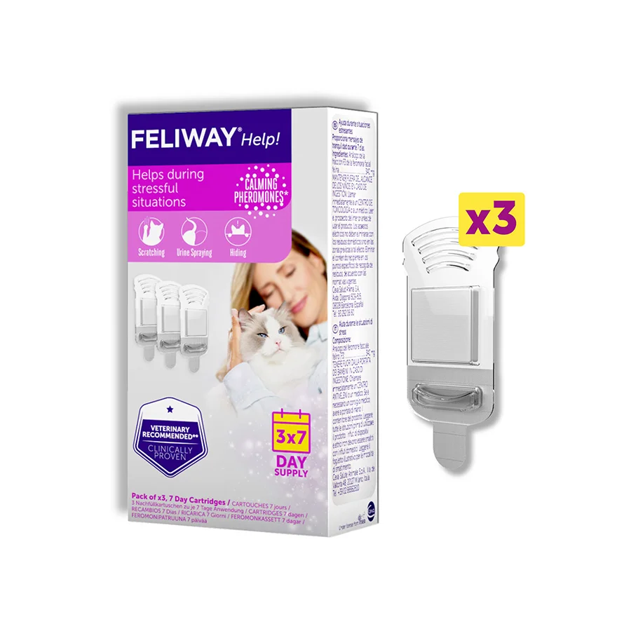 Proven Feliway Help Calming Pheromone Cartridge Refill for Cats x3 Official