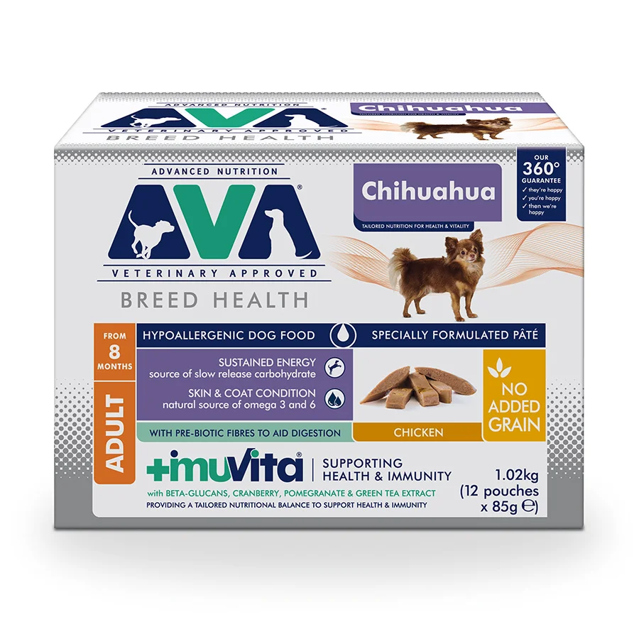 Quality AVA Breed Health Chihuahua Adult Wet Dog Food Pâté 12x85g Organic