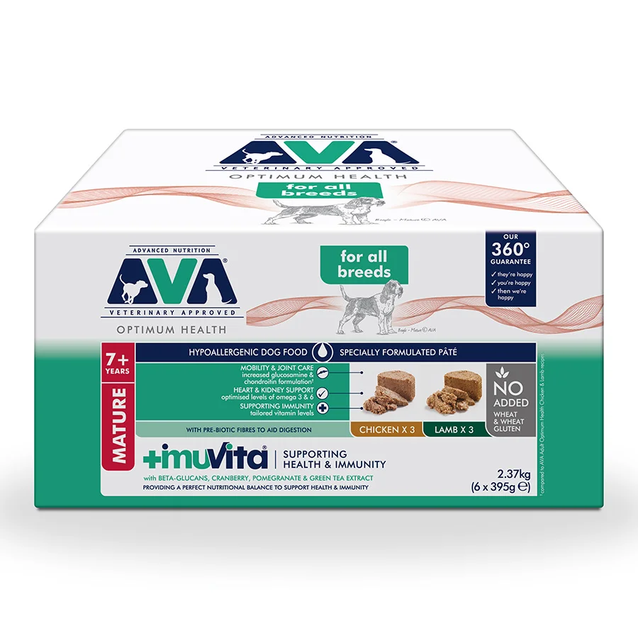Eco-Friendly AVA Optimum Health Mature Wet Dog Food Chicken Lamb 6x395g Detailed