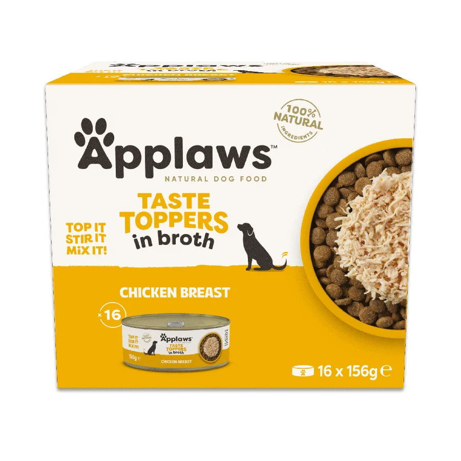 Lightweight Applaws Taste Toppers Natural Wet Dog Food Chicken Broth 16x156g Fast