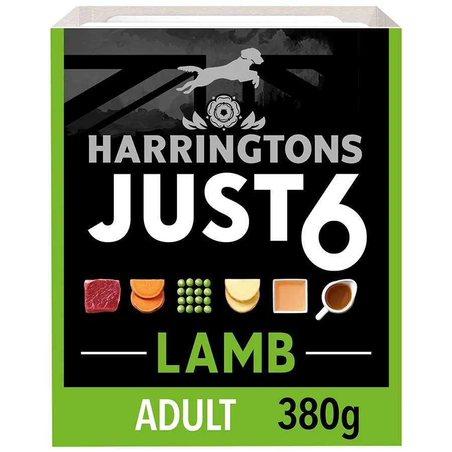 Superior Harringtons Just 6 Complete Wet Adult Dog Food Lamb 380g Pure