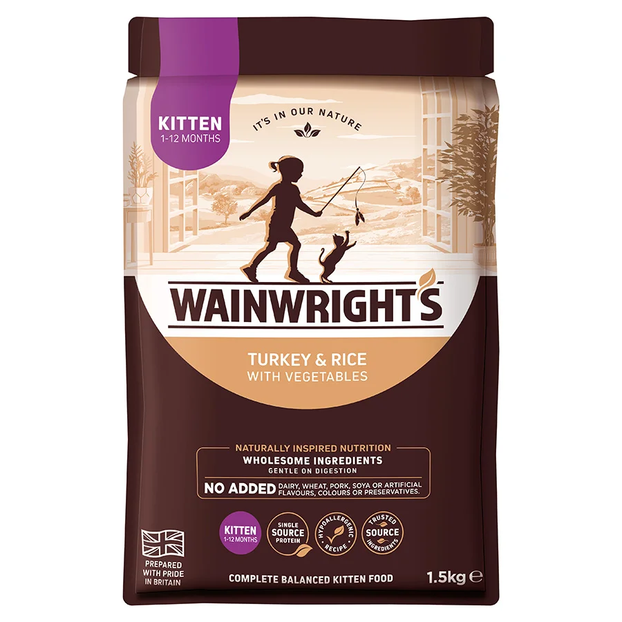 Outstanding Wainwright x27 s Kitten Dry Cat Food Turkey Rice With Veg 1.5kg Proven
