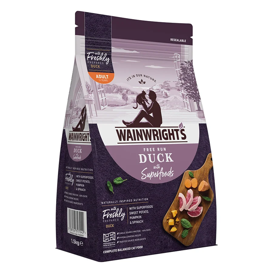 Luxury Wainwright x27 s Dry Adult Cat Food Duck With Superfoods 1.5kg Premium Material