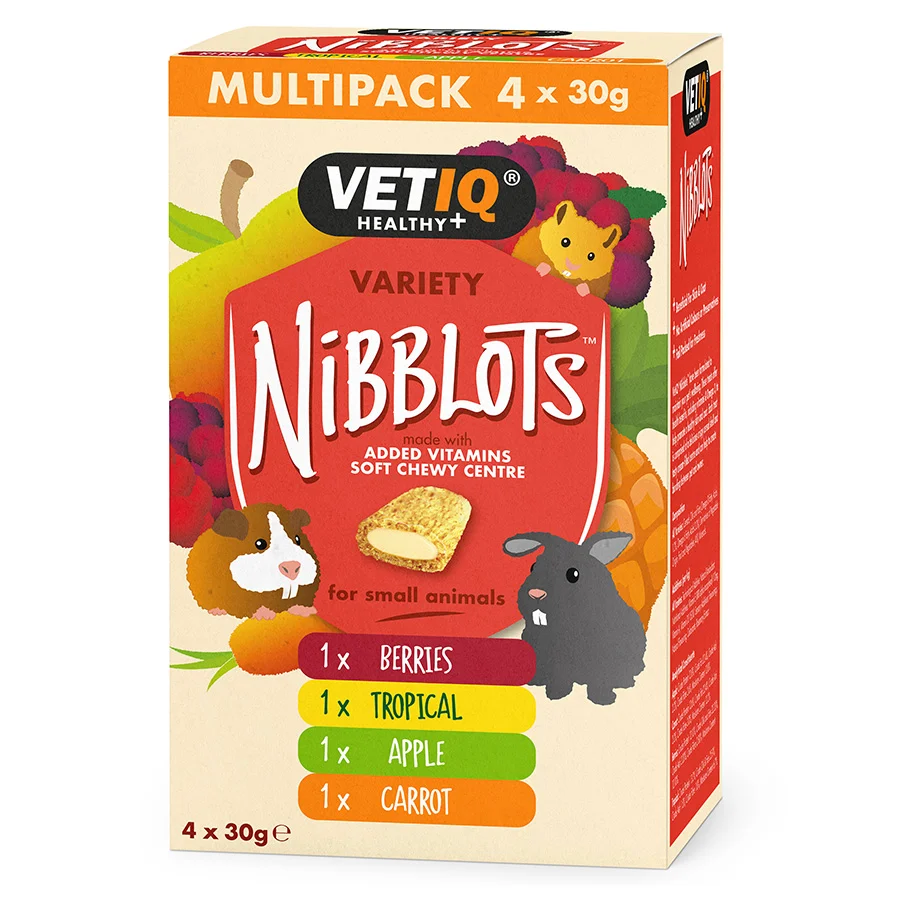 Smooth VETIQ Nibblots Small Animal Treats Variety Pack 4 x30g Flexible