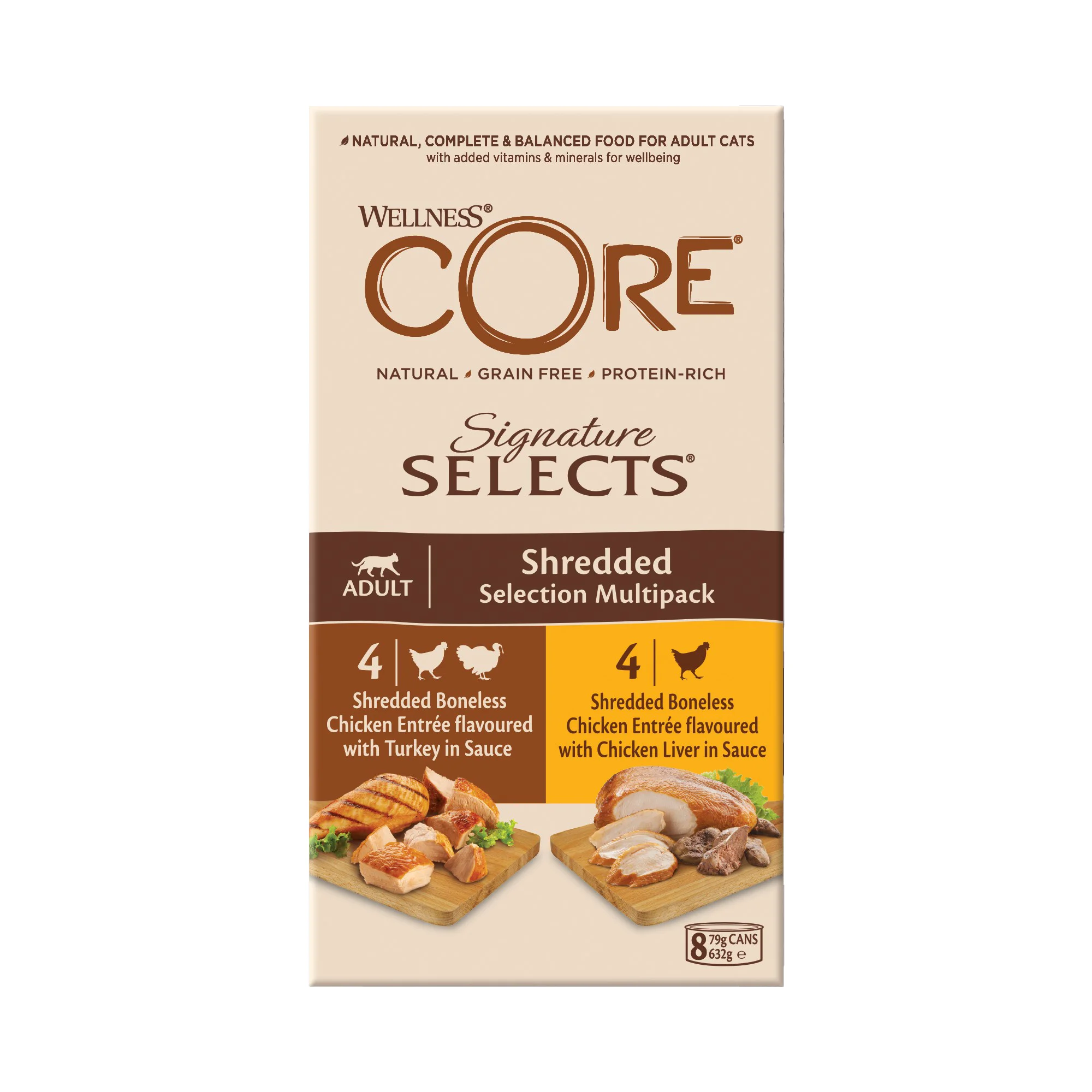 Elite Wellness Core Signature Selects Shredded Adult Cat Food 8x79g Secure