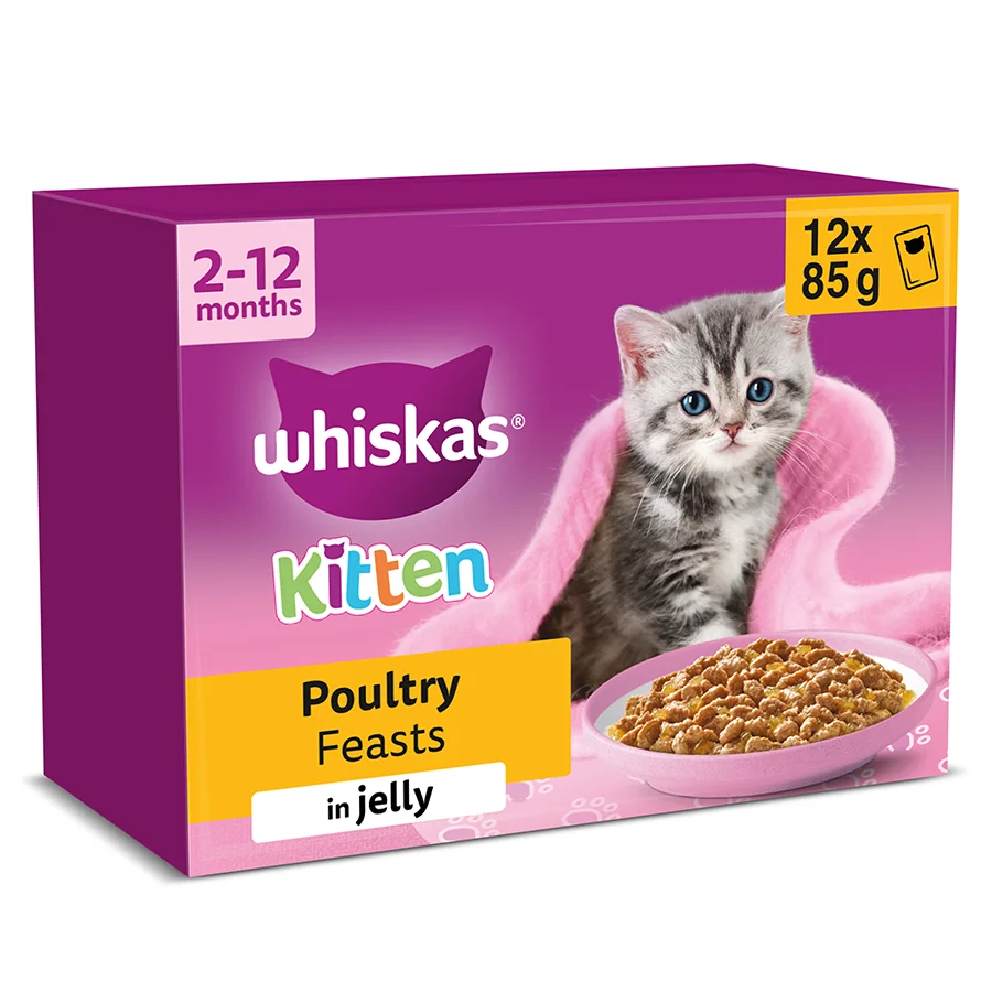Exclusive Whiskas Kitten Wet Cat Food Poultry In Jelly 12x85g Artisan