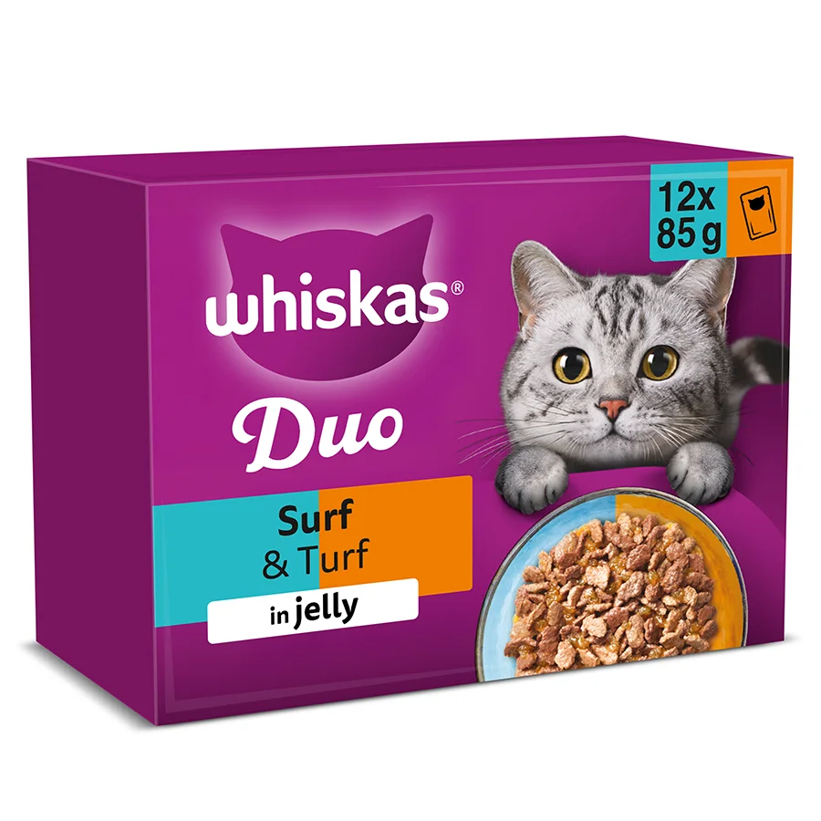 Quality Whiskas 1 Adult Wet Cat Food Surf Turf Jelly 12x85g Carefully Designed