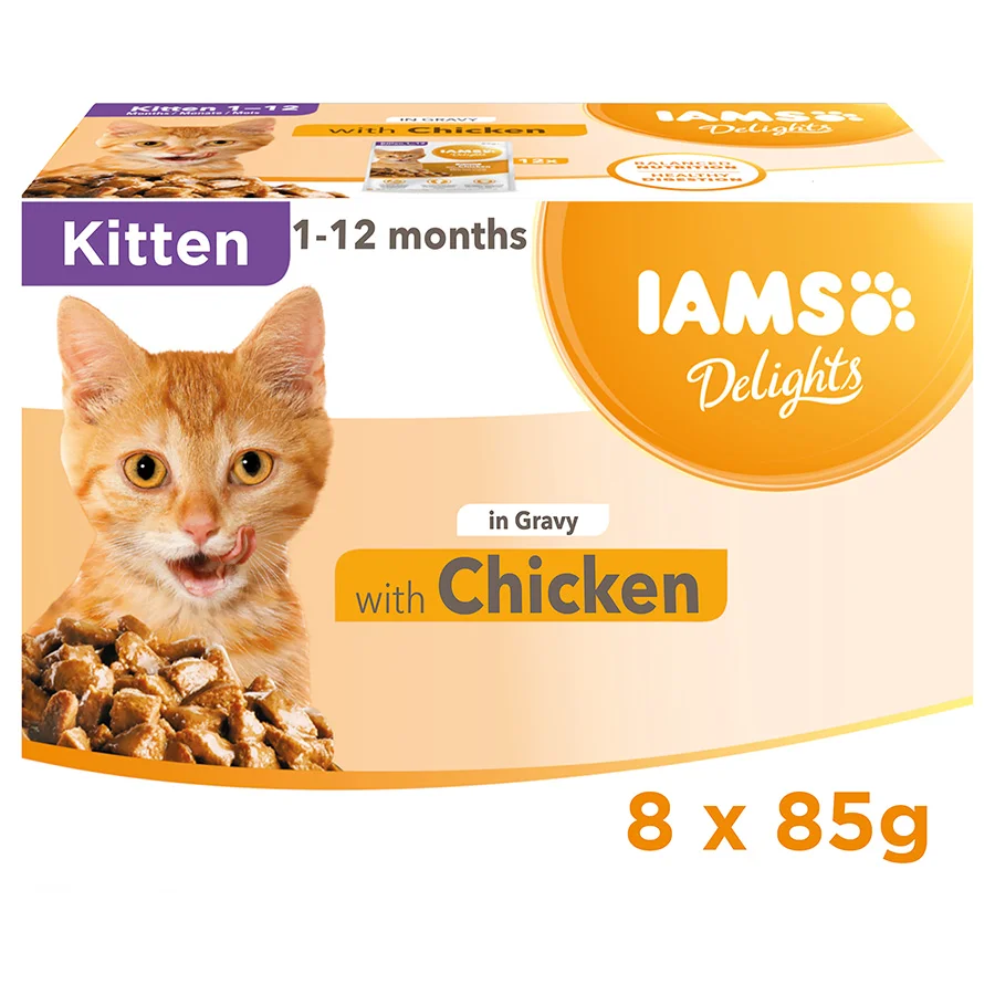 Functional Iams Delights Wet Kitten Cat Food Chicken Gravy 8x85g Trendy