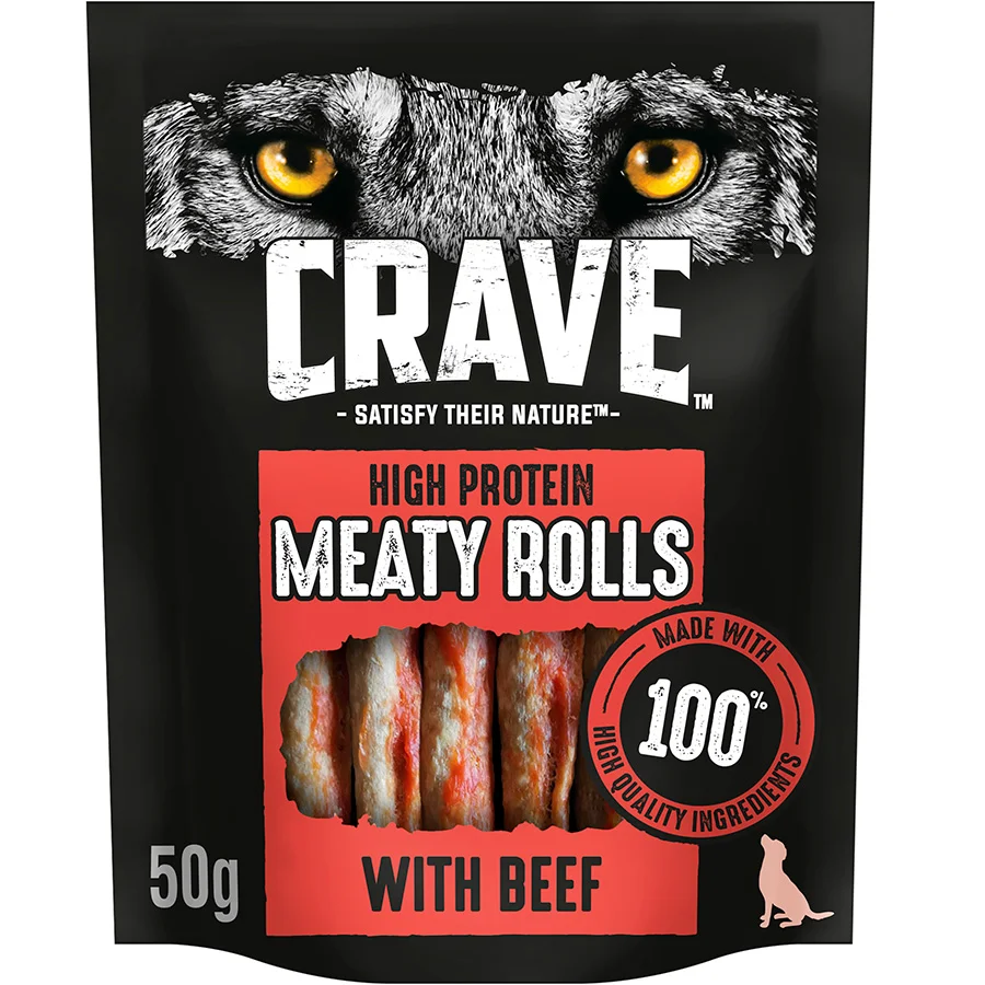 Casual Crave Grain Meaty Rolls Adult Dog Treats With Beef 50g Traditional
