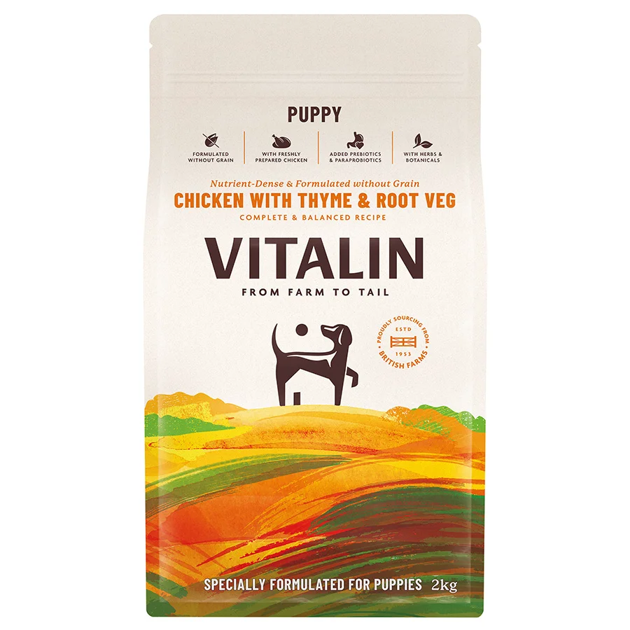 Crafted Vitalin Puppy Dry Dog Food Chicken with Veg Thyme 2kg Enhanced