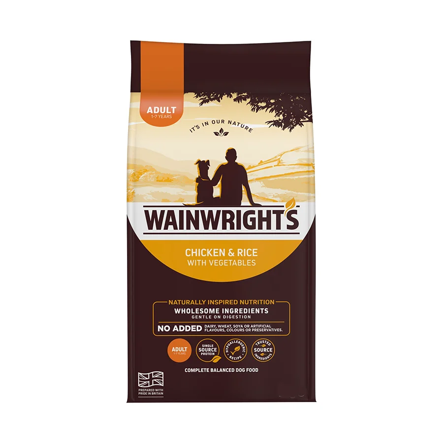 Eco-Friendly Wainwright x27 s Adult Dry Dog Food Chicken and Rice with Vegetables Refined