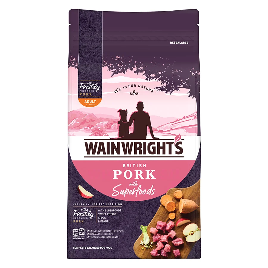 Effective Wainwright x27 s British Pork with Superfoods Dry Adult Dog Food Superior