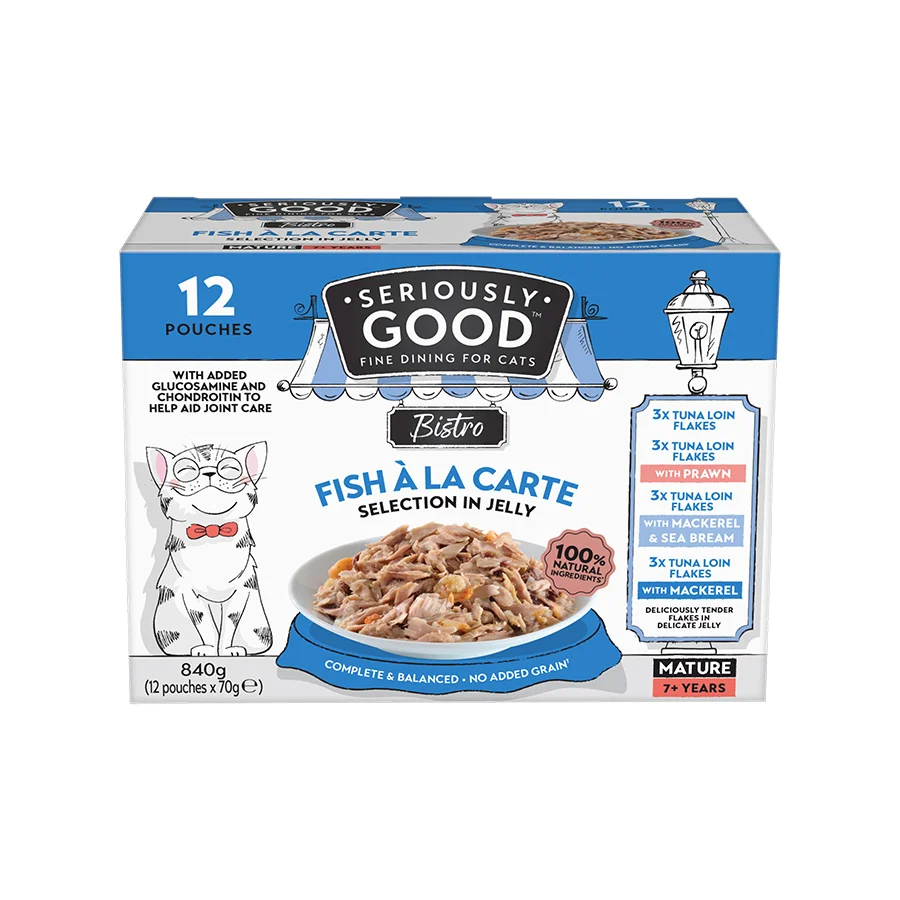 Modern Seriously Good A La Carte Selection Wet Mature Cat Food Fish in Jelly Comfortable