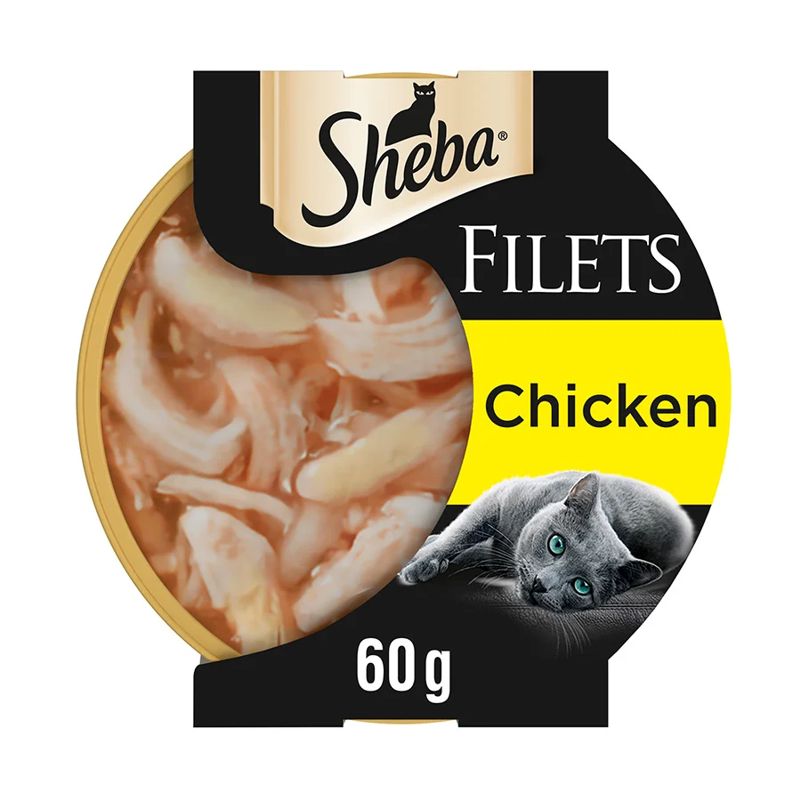 Premium Material Sheba Fillets Wet Adult Cat Food with Chicken in Gravy 60g Tray Stylish