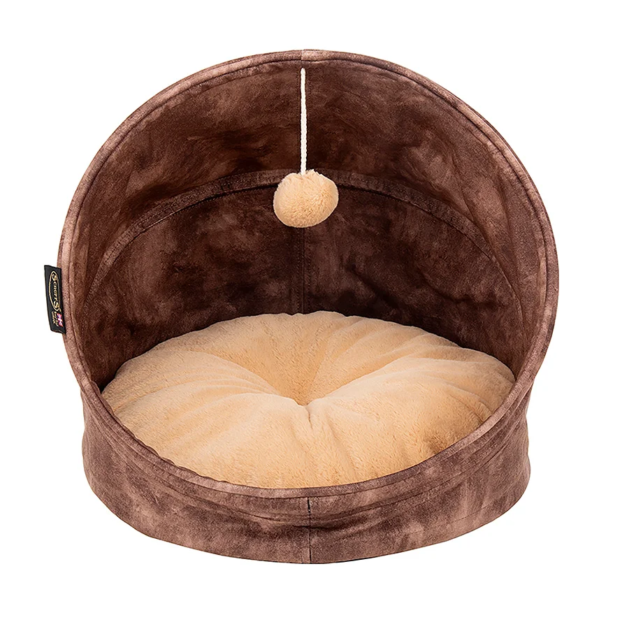 Genuine Scruffs Kensington Faux Suede Cat Bed Chocolate Brown Unique