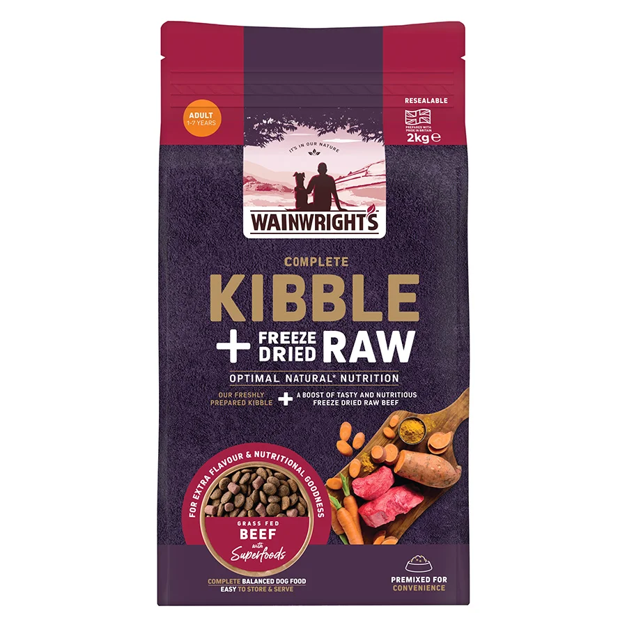 Sophisticated Wainwright x27 s Complete Kibble ze Dried Raw Dry Adult Dog Food Beef 2kg Refined