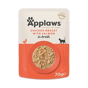 Original Applaws Natural Wet Adult Cat Food Chicken Breast with Salmon in Broth 70g Traditional