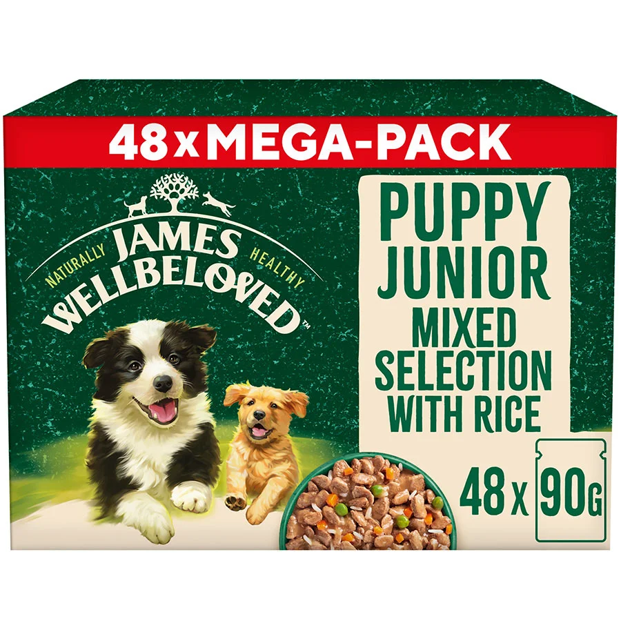 Breathable James Wellbeloved Puppy Wet Dog Food in Gravy Mixed Pack 48x90g Pouches Refined