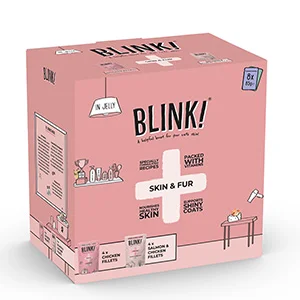 Comfortable Blink Skin and Fur Wet Adult Cat Food in Jelly 8 x 85g Pouches Innovative