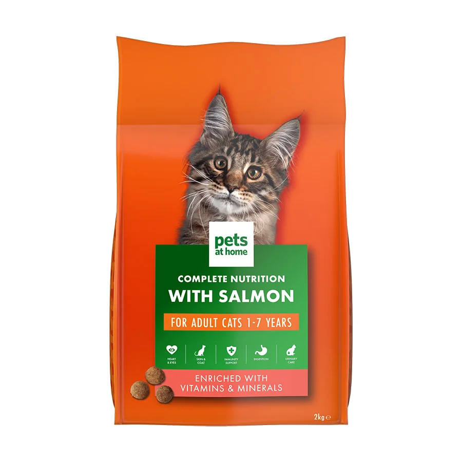 Premium Pets at Home Complete Nutrition Dry Adult Cat Food with Salmon 2kg Quality