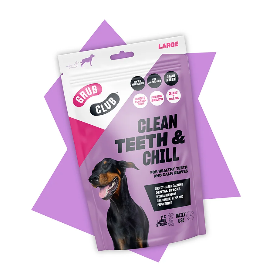 World-Class Grub Club Clean Teeth Chill Insect-Based Dental Sticks Dog Treats Large 7 Pack Outstanding