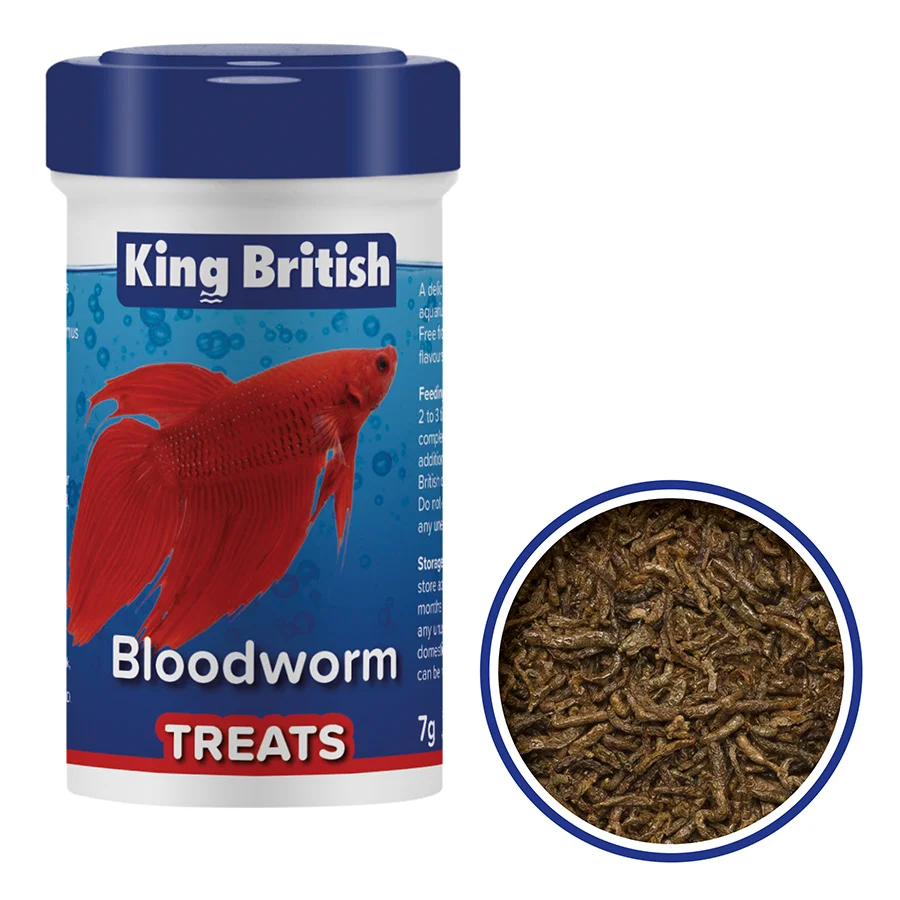 Premium King British Bloodworm Treats for Aquarium Fish， Turtles Terrapins 7g High-Grade